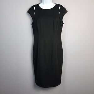 Lauren Ralph Lauren Solid Black Faux Suede Cutout Sheath Dress size 8